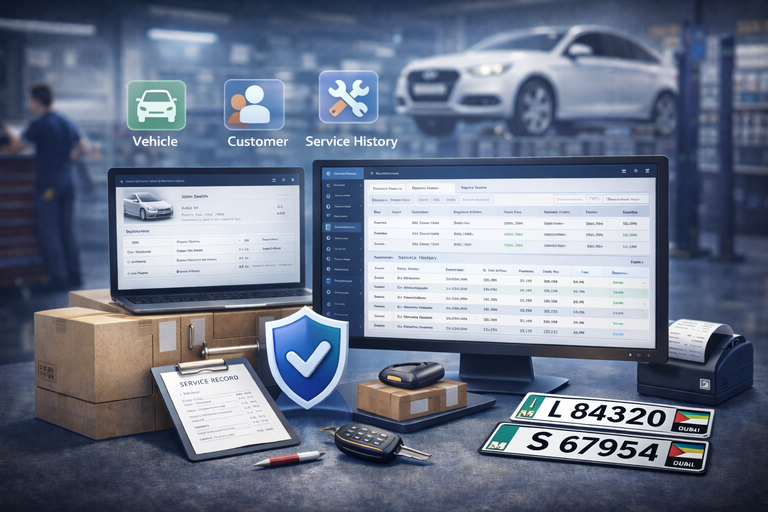 Vehicle master management system in garage ERP for vehicle records and service history