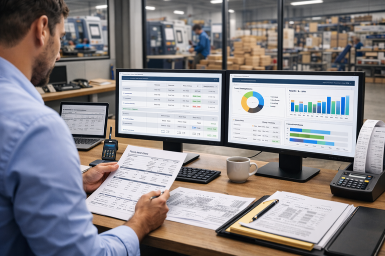 Costing and accounting integration in manufacturing ERP for production cost tracking