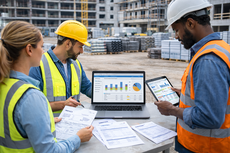 Site-wise cost tracking system in contracting ERP for material and labor expenses