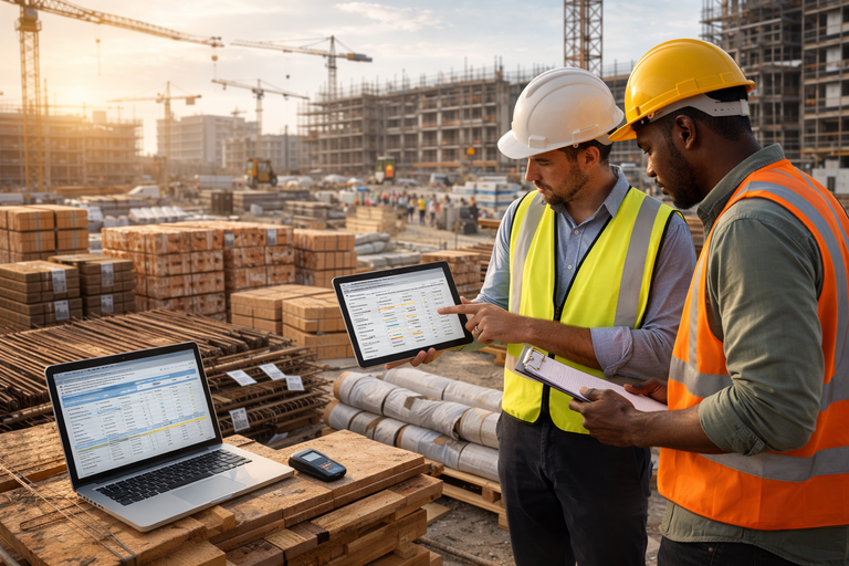 Material and site inventory control system in construction ERP for stock tracking